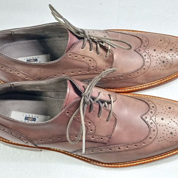 Joseph Abboud Italian Leather Wingtip Brogue Oxfords Mens 10.5 Brown EUC Italy - Picture 10 of 16